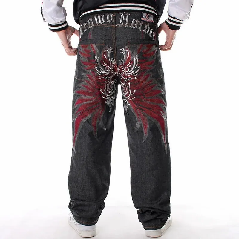 Y2K Big Size 70kg Mens Embroidery Oversized Jeans Hip Hop Loose Black Baggy Jean Trousers Man Rap Street Denim Punk Pants Hombre