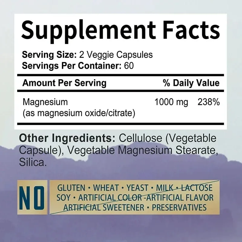 Magnesium Citrate - Supplement for Stress Relaxation Bone Sleep Heart Health Nerve Muscle & MetabolismSupplementsSupplemen