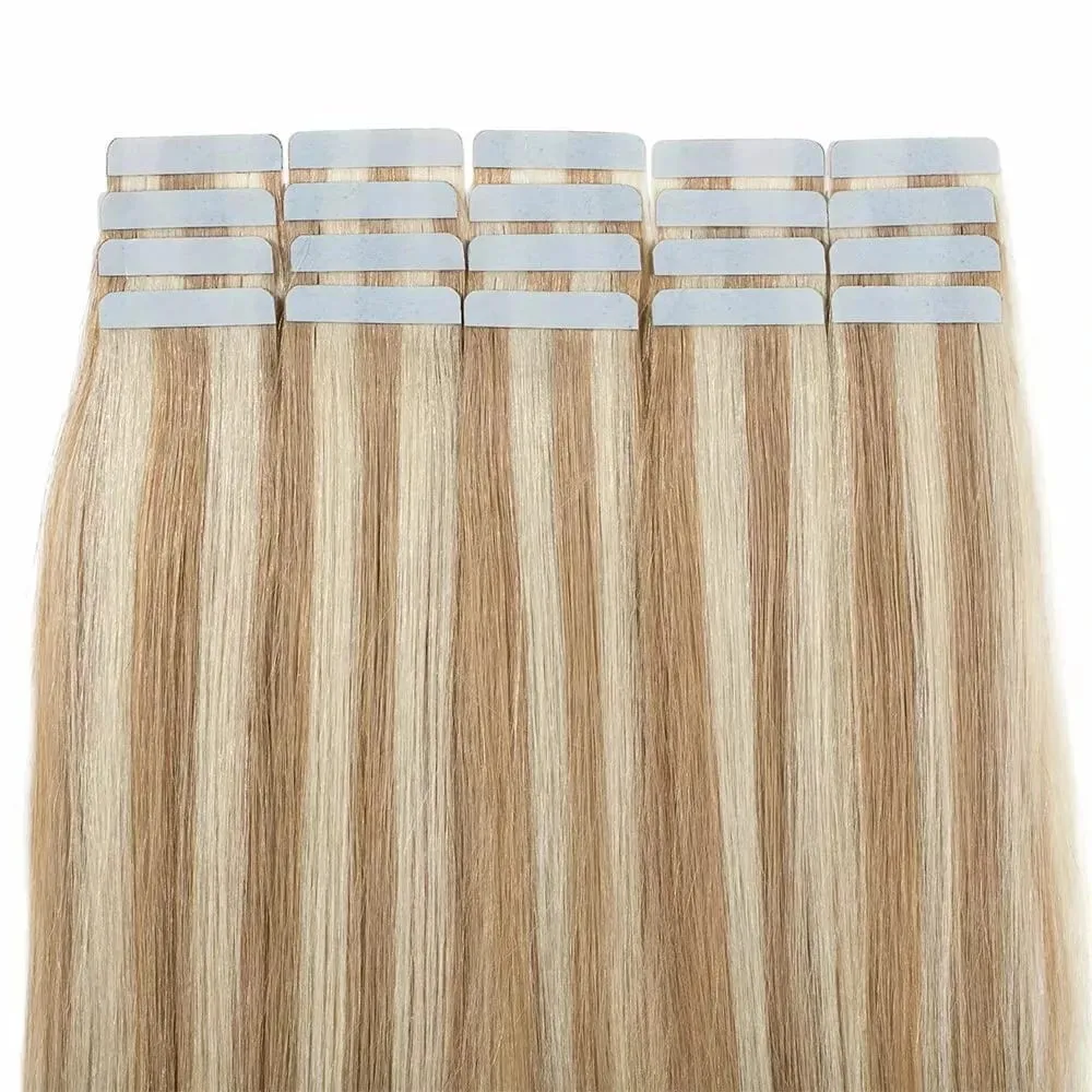 Real Human Hair Straight Tape In Extensions Double Sided For Skin Weft Tape In Hair Extensions 20Pcs Seamless Hair Extensions