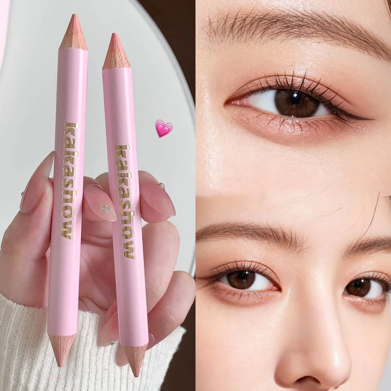 Double Ended Lying Silkworm Pencil Highlighter Makeup Pen Matte Natural Brighten Eyelid Shadow Stick Pink Apricot Eyes Cosmetics