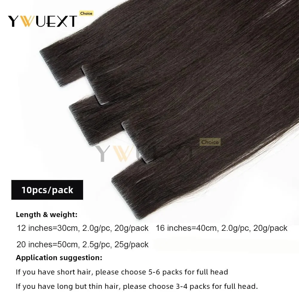 Invisible Tape in Human Hair Extensions PU Skin Weft Hair 12-20 inches Natural Straight Seamless Tape Human Hair 10pcs/pack