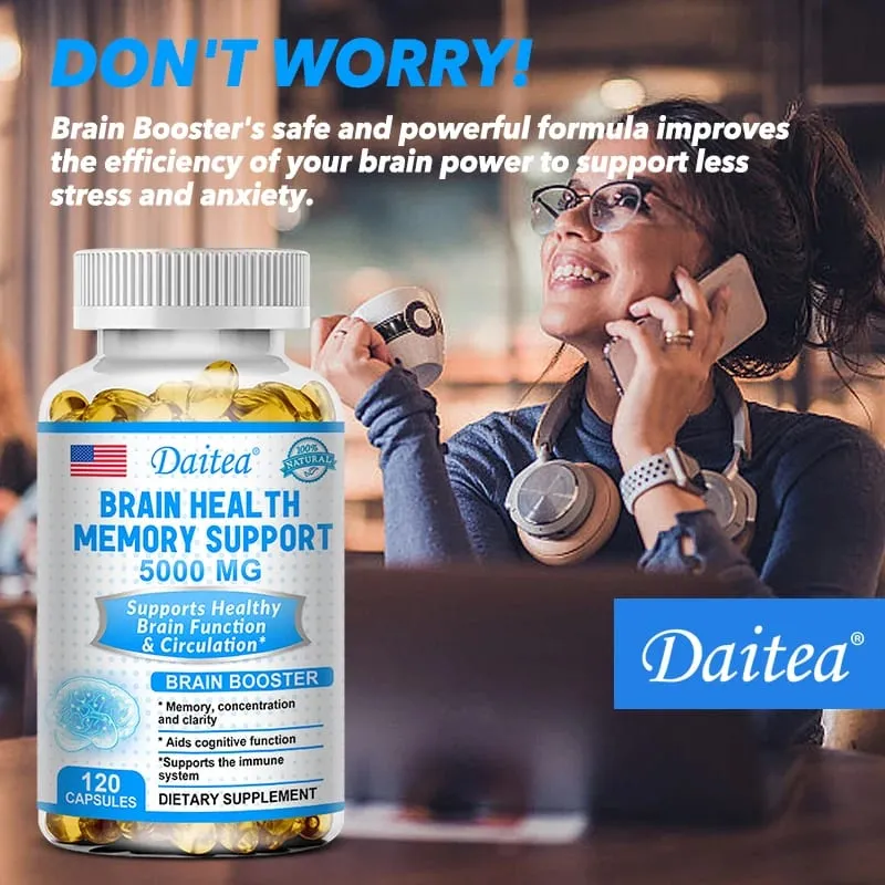 Brain Health Nootropic Capsules 5000mg Boost Memory Focus & Clarity Cognitive Function & Blood Circulation Mental Performance