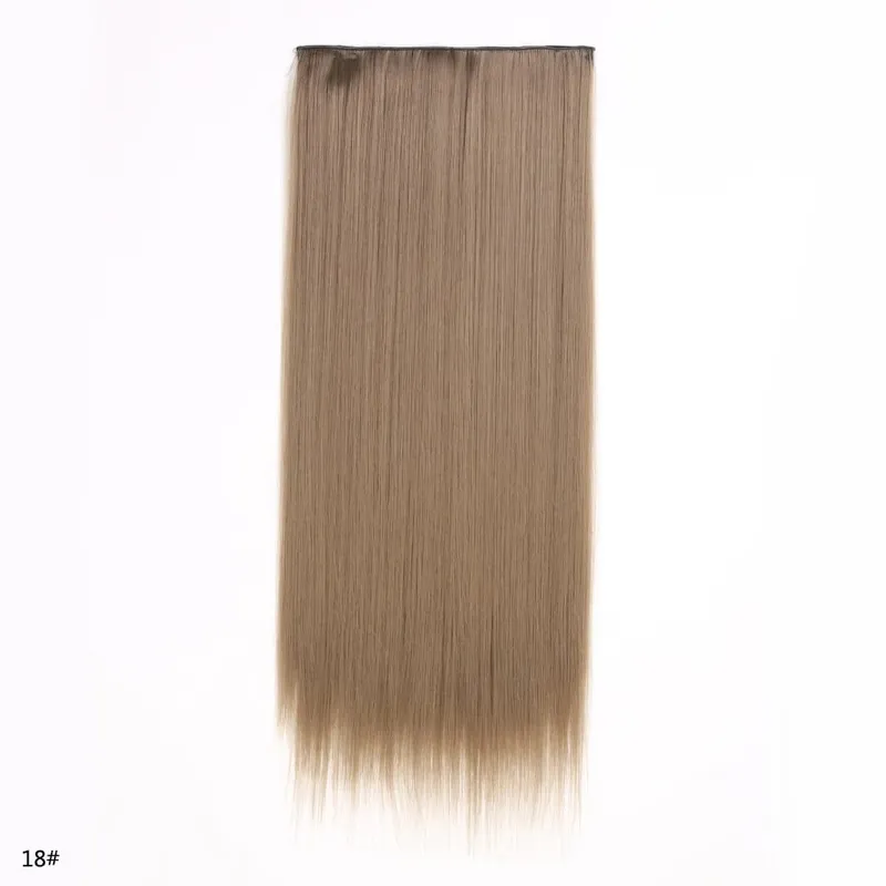 Long Straight Hair Clip In Hair Extension 5-Clips One Piece Natural Looking Synthetic Hairpiece for Women Ladies Daily Use