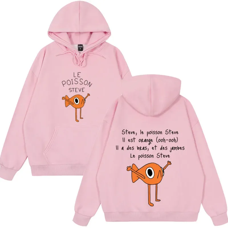 2025 Funny Fish Le Poisson Steve T Shirt Memes Cartoon Print Hoodies Spring Winter Style Fleece Hoodies Funny Couple Streetwears