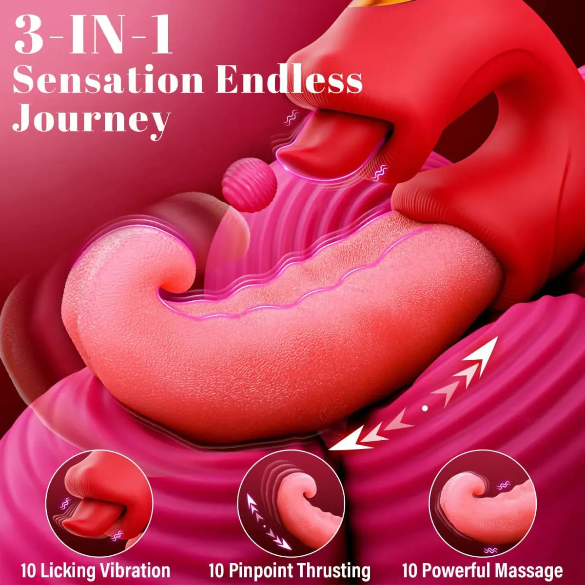 G Spot Vibrator Tongue Toy for Women Female Couples Womens Pleasure 10 Thrusting 10 Licking Vibration Modes Clitoral Stimulation