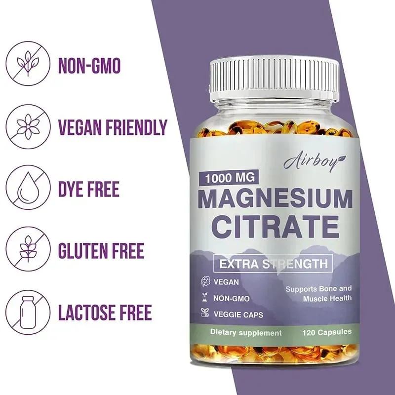 Magnesium Citrate - Supplement for Stress Relaxation Bone Sleep Heart Health Nerve Muscle & MetabolismSupplementsSupplemen