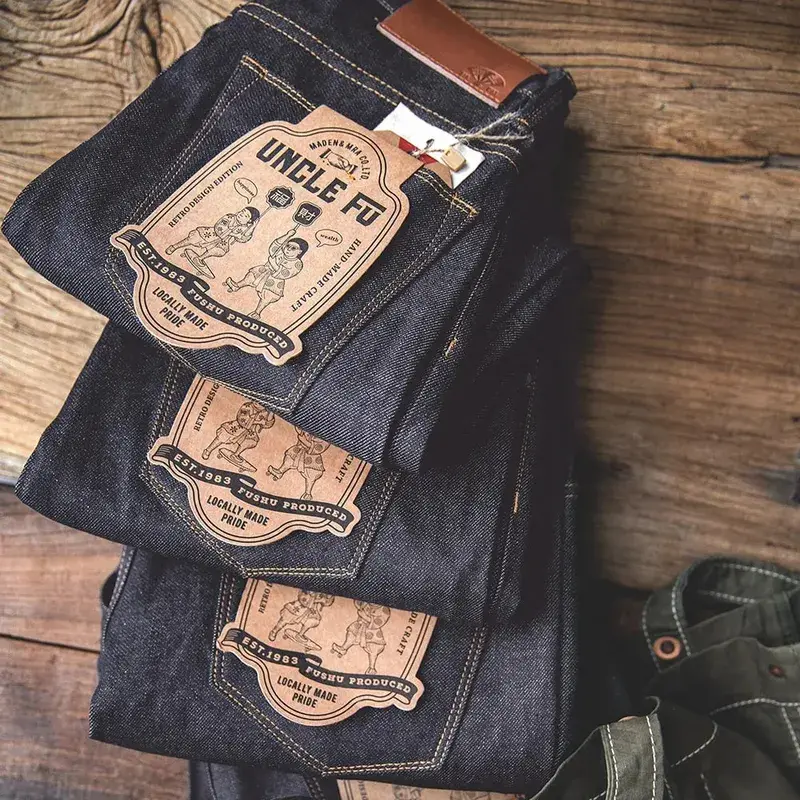 Maden retro 11.6oz algodão ourela jeans cru cônico ajuste regular jeans com zíper voar calças masculinas versáteis de alta qualidade