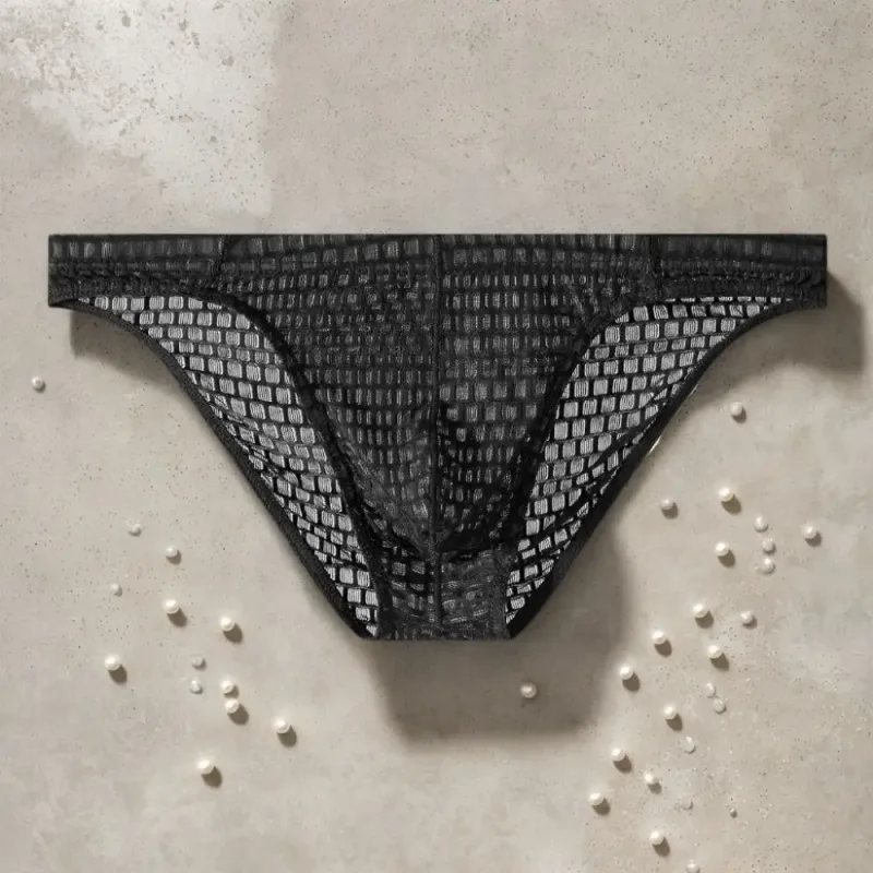 Breathable Low Waist Men's Briefs Transparent Ultra-thin Ice Silk Underwear Lingerie Mesh Panties Male Comfort Fit