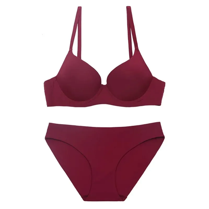 Women Padded Push Up Bra Set Elegant Daily Casual Bra and Panty Set Ladies Lingerie Brief Set Underwear