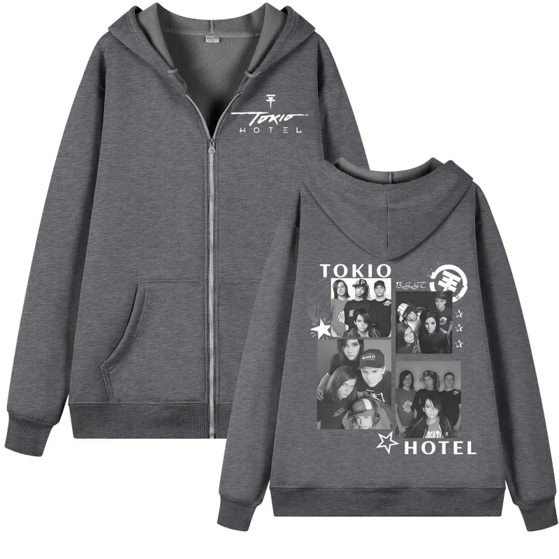 Tokio Hotel Arena Tour 2026 Graphic Zipper Hoodie Rock Fashion Vintage Zip Up Pullovers Men Women Casual Long Sleeve Sweatshirts