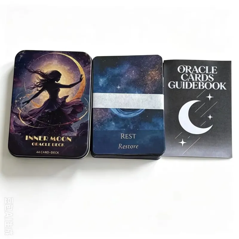 12*7cm Inner Rose Tarot Deck in Metal Box 350GSM with Paper Instruction Manual Self Growth Meditation Board Games