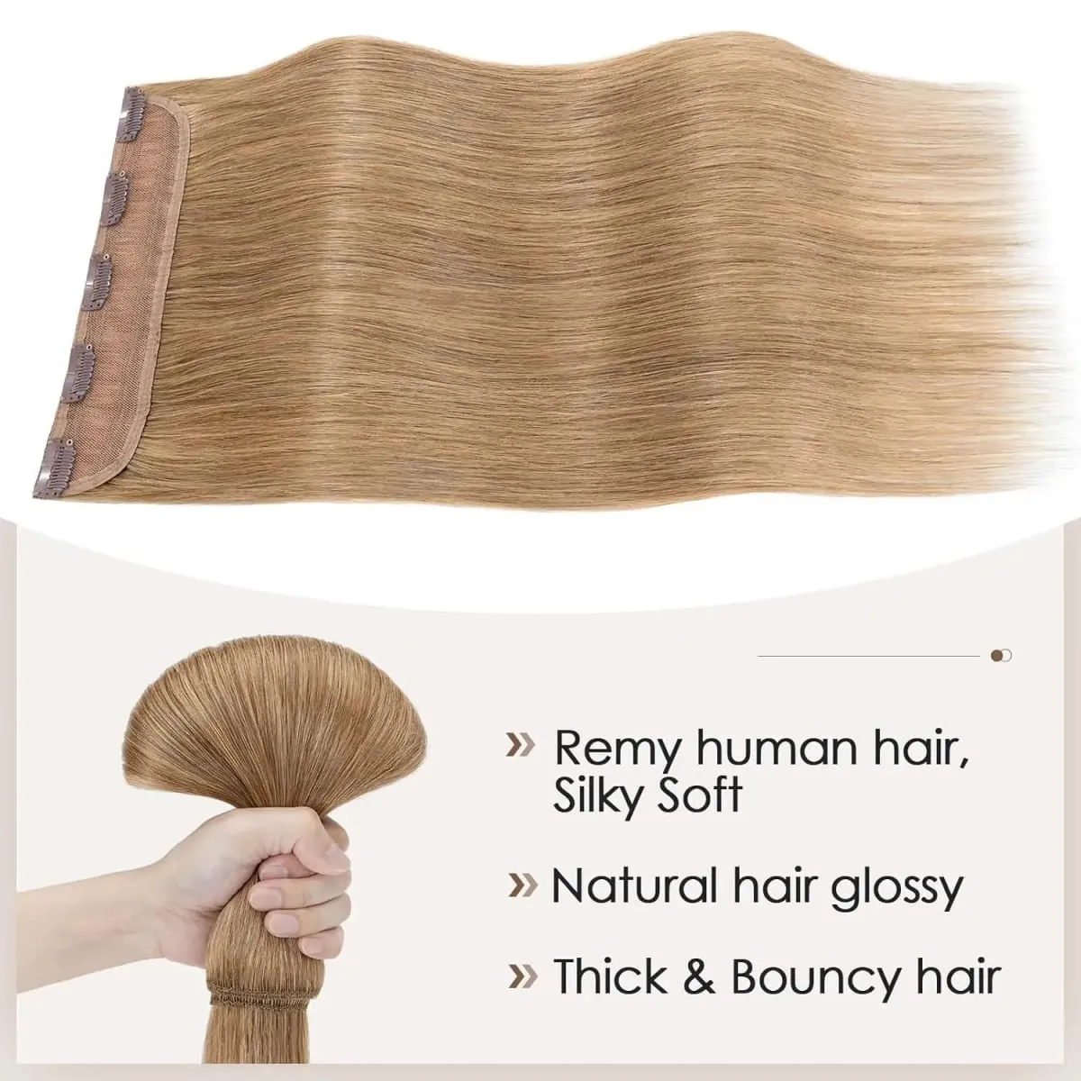 #8 Straight Clip Ins Human Hair Extensions 100% Human Hair 3/4 Full Head One Piece 5 Clips In Hair Extensions 100G/Set For Woman