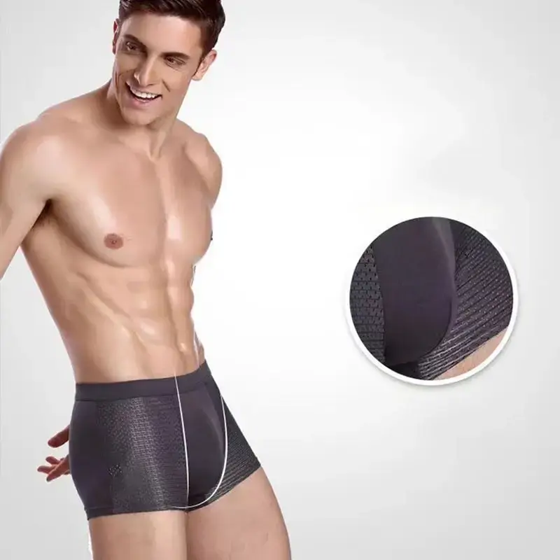 4Pcs/Lot Ice Silk Men's Boxer Pantie Underpant plus Size 4XL Shorts Breathable Underwear Men's Panties Ultrathin Shorts Trunk 3256805920180075