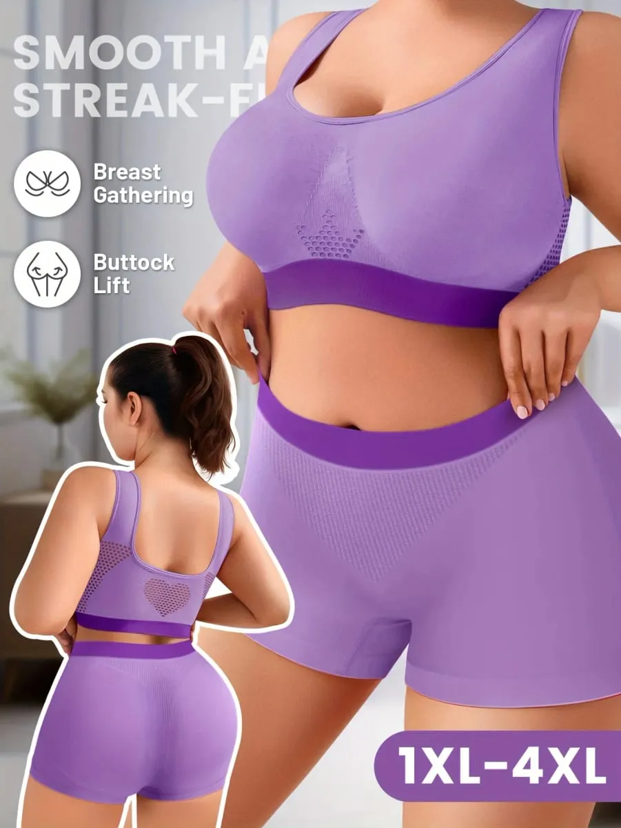 1sET Women's lingerie set Plus Size Bralette Seamless Bra Comfortable Breathable Sports Bra Stretch Fabric Boxers