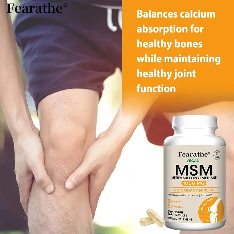 MSM 1000 Mg - 120 Veggie Capsules - Methylsulfonylmethane - Dietary Supplement Antioxidant Supports & Strengthens Joints