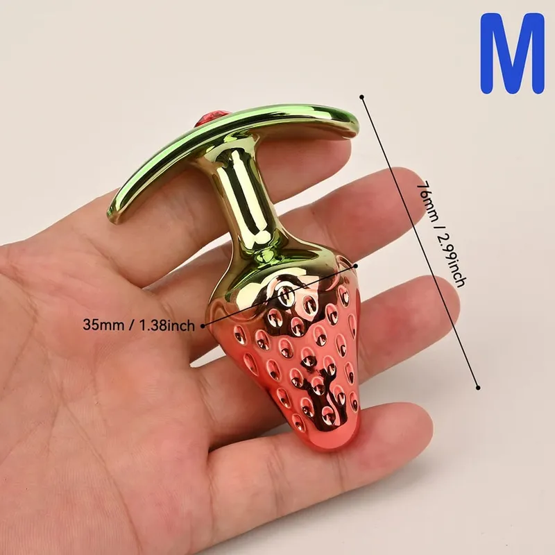Anus Butt Plug With Diamond Jewel Metal Strawberry-Shaped Anal Sex Toys Trainer Analplug Buttplug Butplug