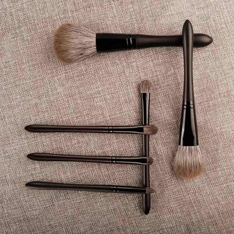 6pcs/set Fox hair Makeup brushes Set Powder Blusher Crease Eyeshadow Detail Liner Shadow Make up brushes Travle siz Ebony Handle