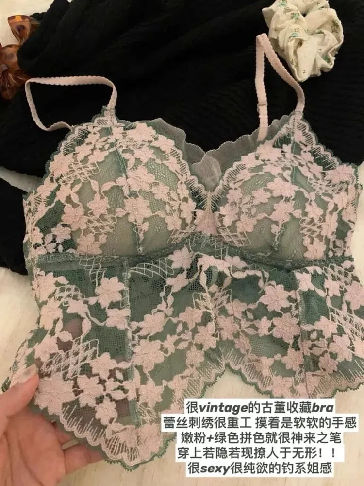 Elegant French Embroidered Halter Bra Small Chest Wrinkle-Free Lingerie Set Beauty Back UK Fit Adjustable Comfort Summer MOYISU