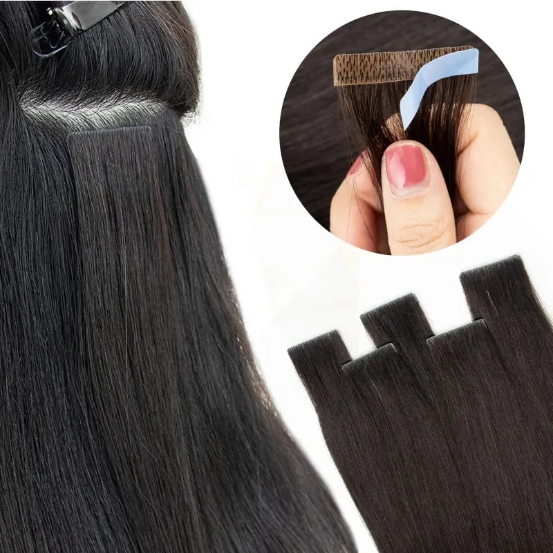 MRS HAIR Invisible Tape Hair Extensions Hand Tied Tape in Hair Extensions Human Hair Natural Adhesive Tape Extension 10pcs/pack