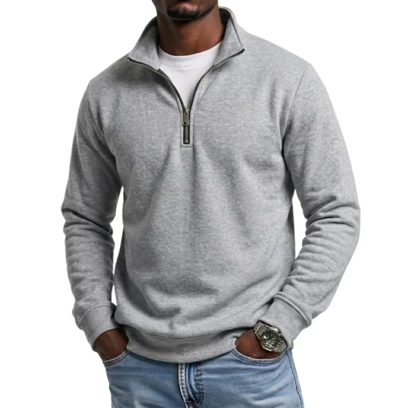 Mens Outdoor Quarter Zip Sweatshirts Casual Half Zip Pullover Hoodies Solid Color Spring Autumn Tops for Gym and Daily Tops