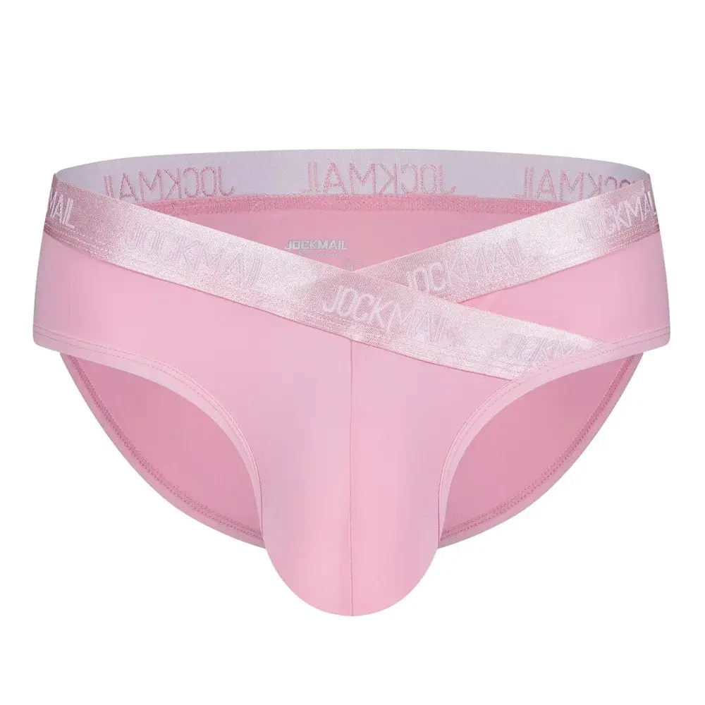 Jockmail Mens Underwear Low Waist Sexy Letter Sports Breathable Summer Ice Silk Briefs Big Bag Nylon Solid Color Man Panties