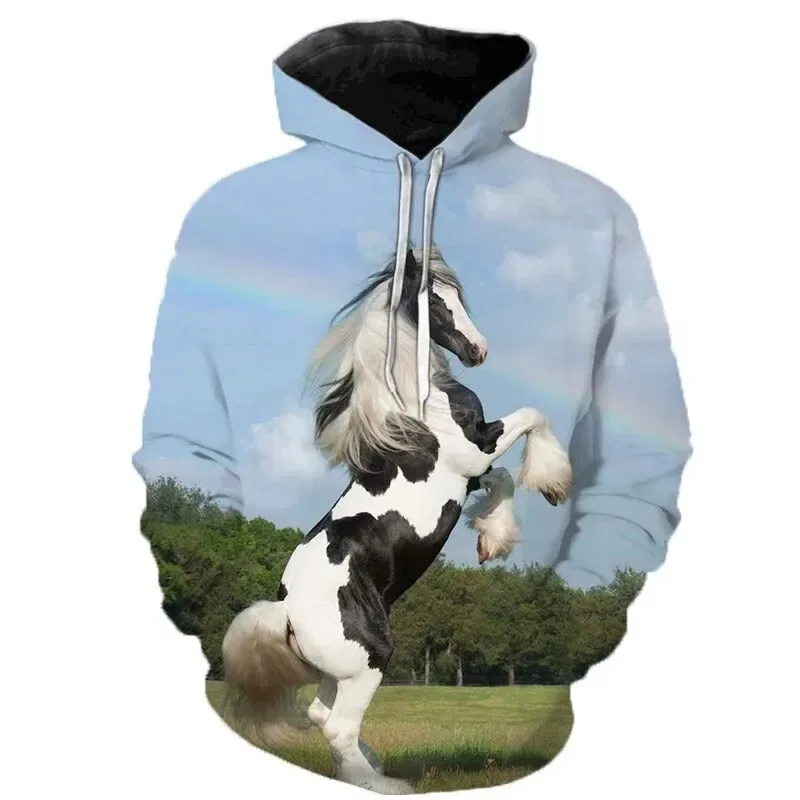 New Style Autumn 3D Printed Men's Hoodie Animal Horse Pullover Loose Sportswear Casual Men's Fashion Pullover Hooded