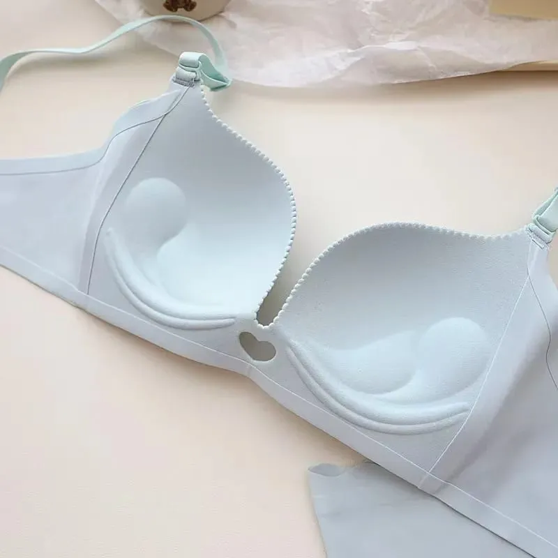 Sexy Heart-Shaped Hollow-Out Push-Up Lingerie Set Seamless Anti-Sagging Small Breast Gathering Without Underwire Bra Set