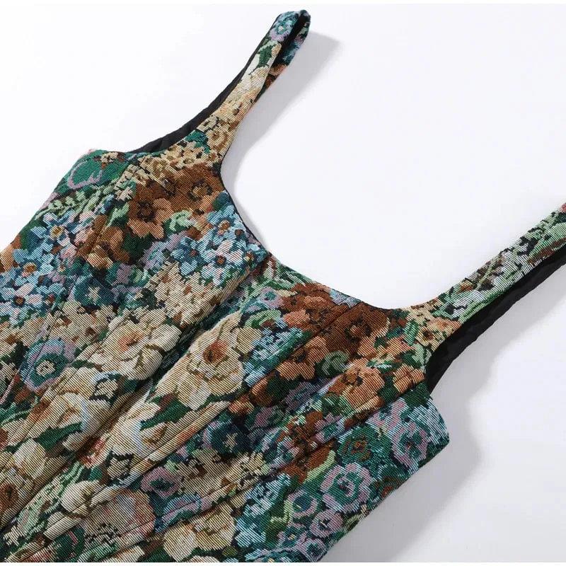 Chic Print Flower Slim Top Women Sleeveless Slash Neck Sling Backless Zipper Vest Female 2026 Fashion Summer Autumn Lady Tops