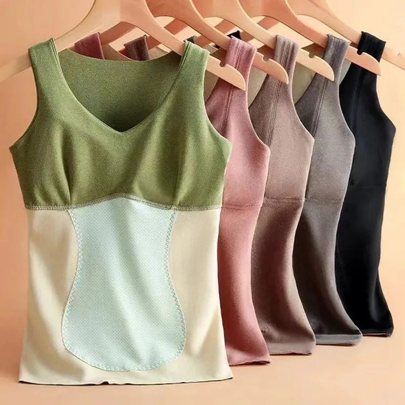 Winter Fleece Thermal Vest for Women Thickened Thermo Lingerie Seamless Soft Warm Inner Wear Female Undershirt With Bra Padded