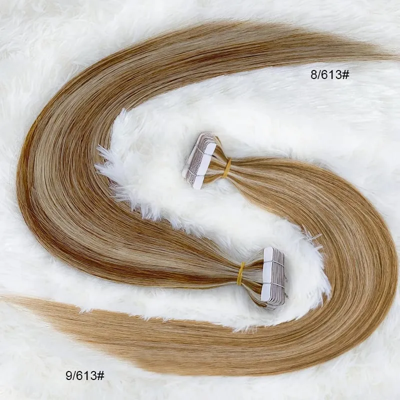Extensiones de cabello con cinta Balayages, cabello humano 100% Real para mujer, mechones invisibles lisos de Color Piano, cabello humano sin nudos