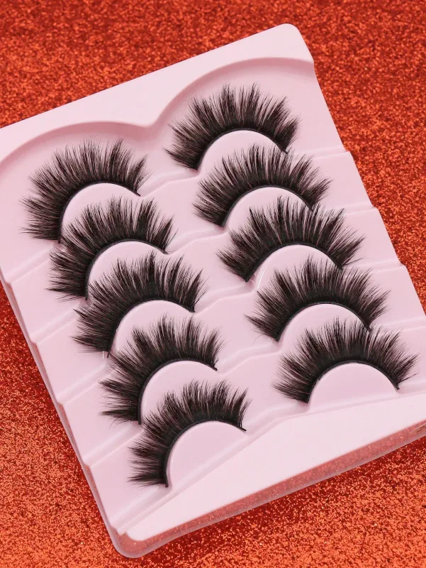 5 Ζεύγη βλεφαρίδων Cat Eye Faux Βλεφαρίδες Βιζόν Βλεφαρίδες με φτερωτό τέλος μακριές βλεφαρίδες Φυσικές μακριές βλεφαρίδες Manga Ψεύτικες βλεφαρίδες Μακιγιάζ