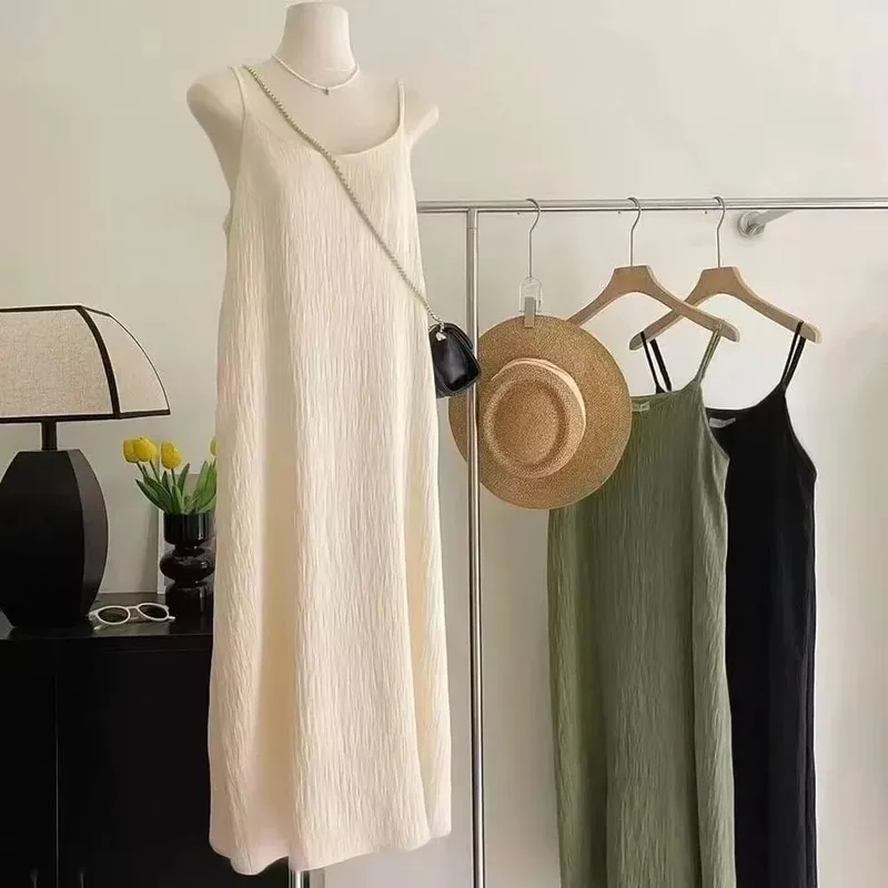 Elegant French Style Cami Maxi Dress Loose Fit Long Length Loose Fit Dress Sleeveless Summer Maxi Dress Vacation