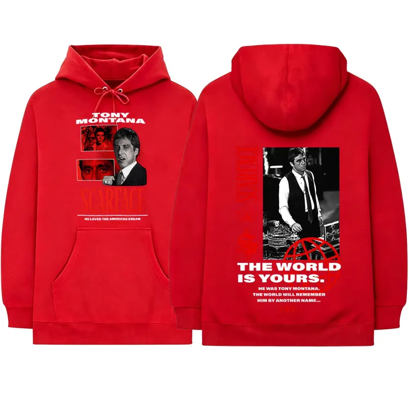 Movie Scarface The World Is Yours Tony Montana Al Pacino Hoodies Men's Women Clothing Fashion Oversized Long Sleeve Sweatshirts