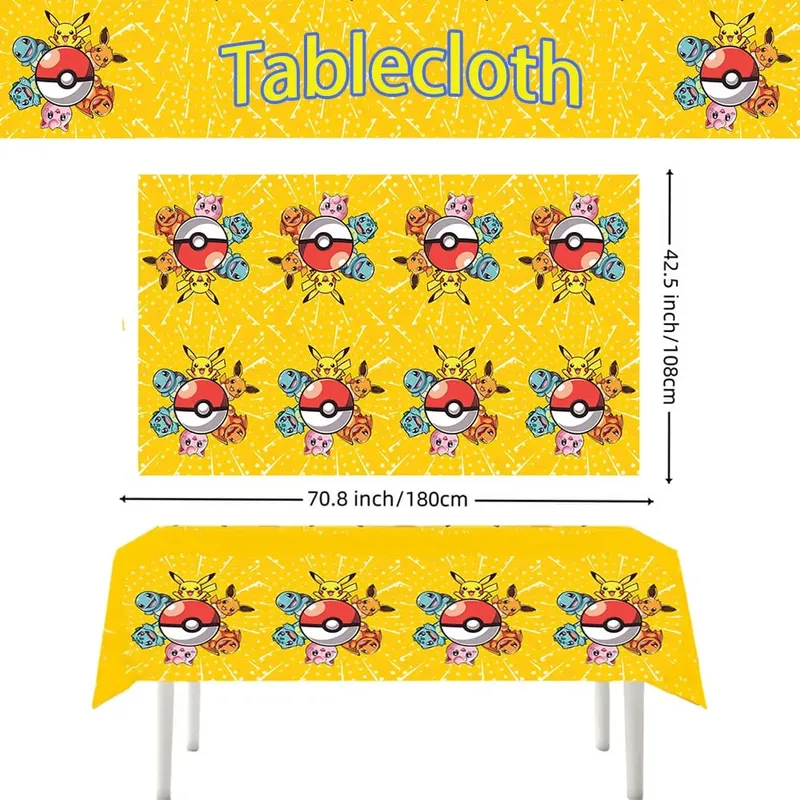 1/10 Chiếc Pokemon Khăn Trải Bàn Trang Trí Sinh Nhật Dùng Một Lần Khăn Trải Bàn Pikachu Tablecover Trẻ Em Quà Tặng Sinh Nhật Cho Bé Tiếp Liệu