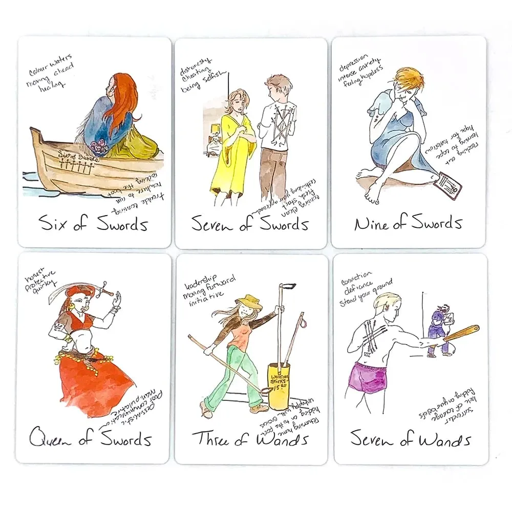 Broke B Word Tarot Cards Games Vibrant Illustrations Easy-to-Read Guide Great For Beginners Divination Meditation & Party Game