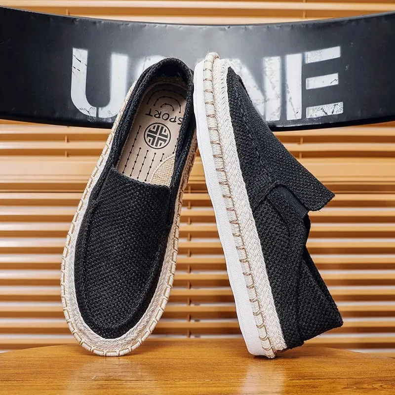 Summer Casual Loafers Men Breathable Slip on Urban Shoes Men Classic Linen Canvas Sneakers Male Light Flats Lazy Shoes Кроссовки — image 6