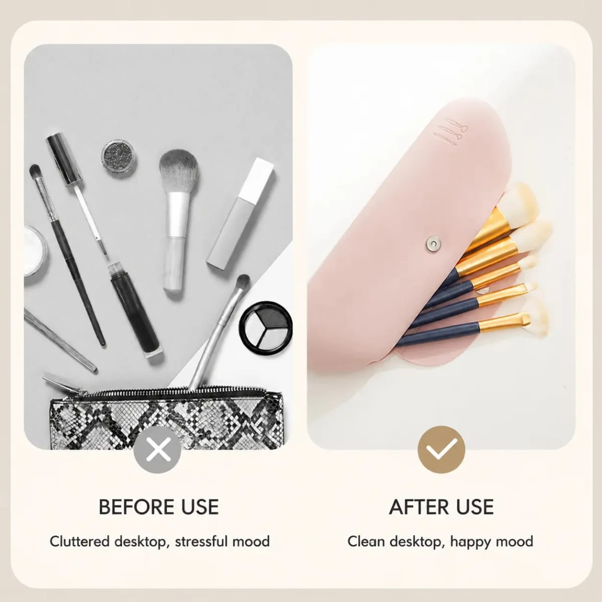 1/2pcs Makeup Brush Storage Bag Silicone Makeup Brush Holder Travel Cosmetic Bag Portable Cosmetic Face Brushes Holder Tool — image 4