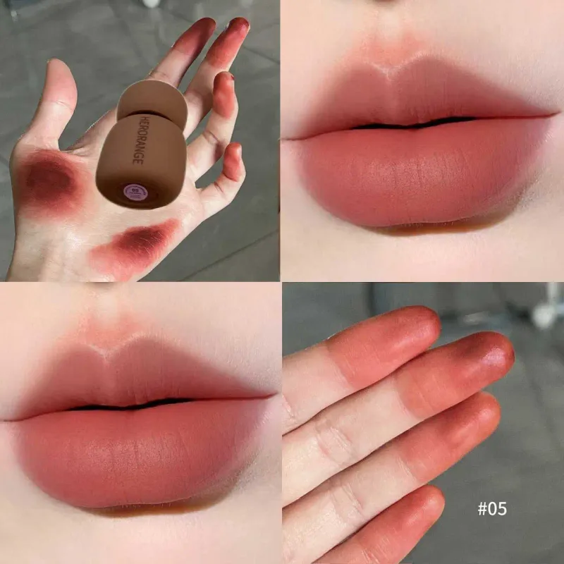 Herorange veludo fosco labial lama rico pigmento sem transferência de longa duração suave não seco ilumina a pele uso diário