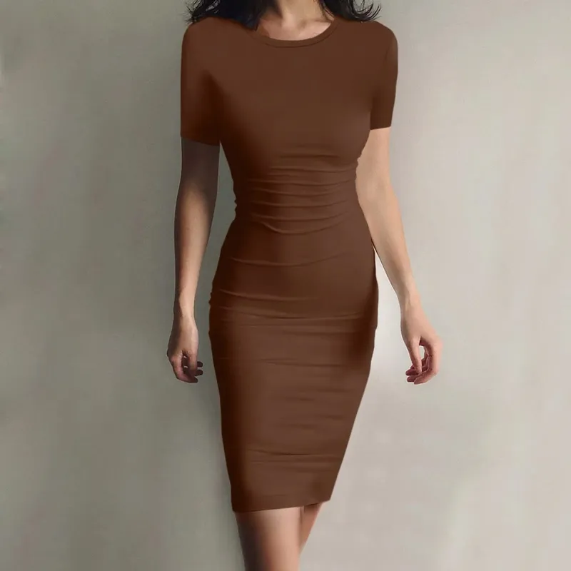 Summer Dress High Stretch Tank Robe Solid Short Sleeve Casual Slim Long Pencil Dress Women Sexy Maxi Dress Elegant Thin Vestido