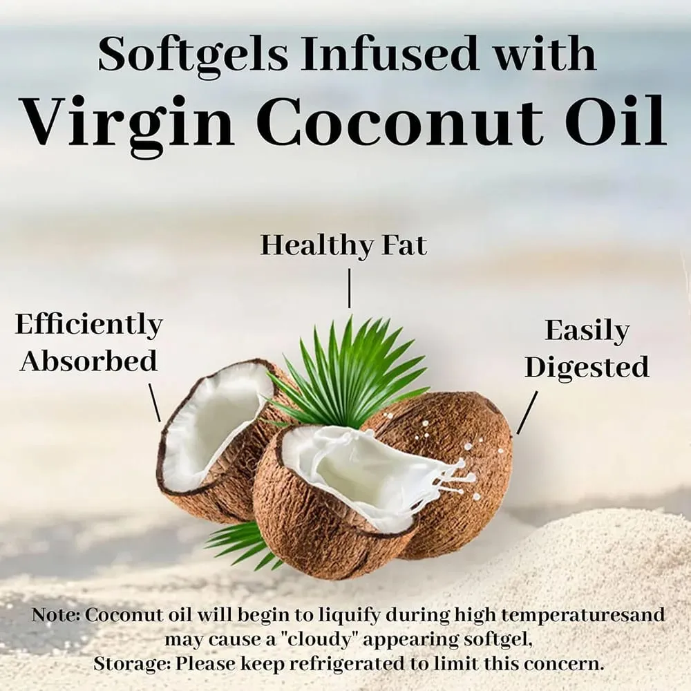 180/300 Vitamin D3 K2 Softgel Supplement with Coconut Oil - 2-in-1 Vitamins D & K Complex | Extra Strength Easy to Swallow