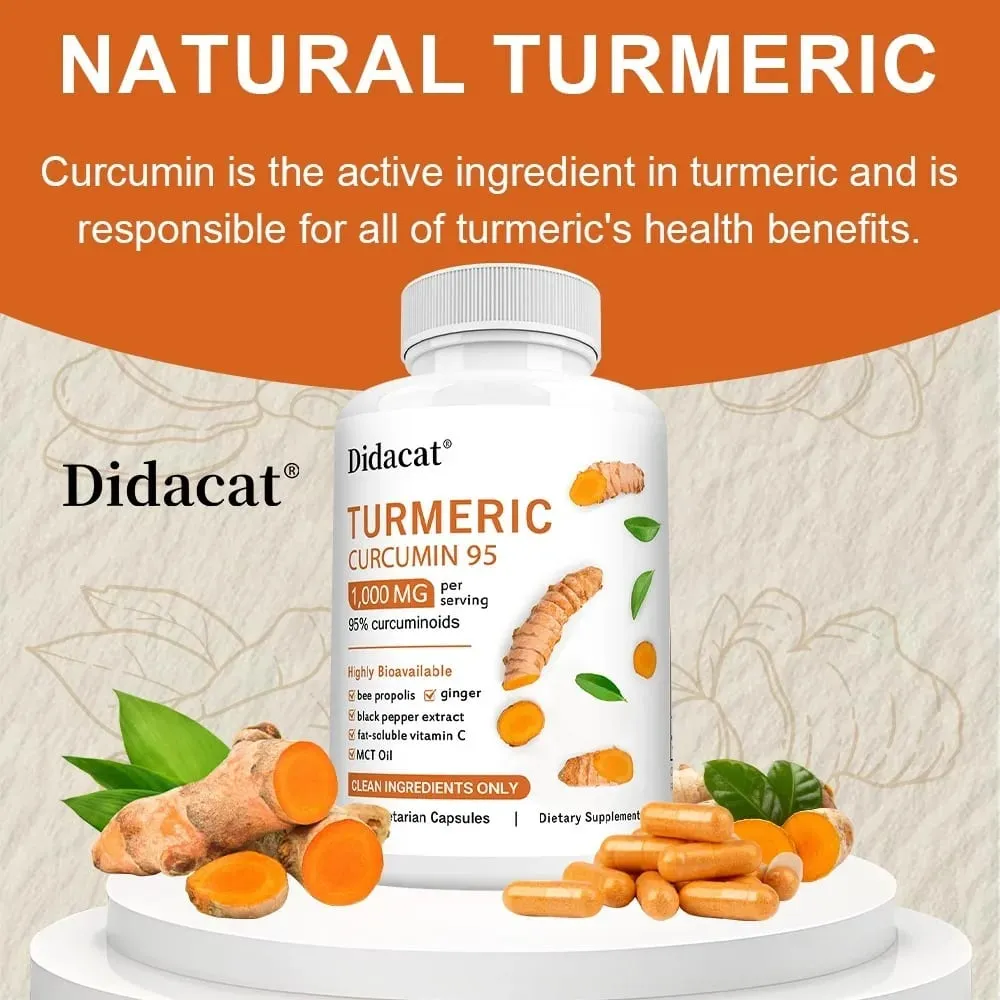 Turmeric Curcumin Supplement 1 000mg – 95% Curcuminoids with Black Pepper & Ginger Supports Joint & Antioxidant Health