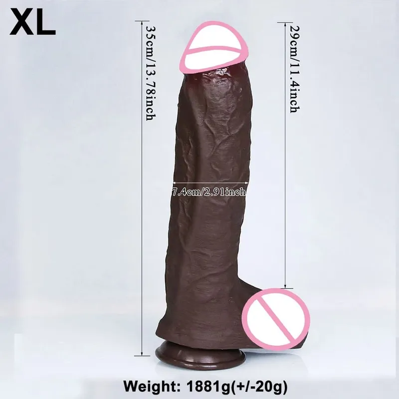 Realistiska 4 storlekar Mjuk Stor dildo Dubbel silikonsugkopp Penis Par Onani Mjuk kuk Kvinna Man Anal Vuxen Sexleksak — image 13