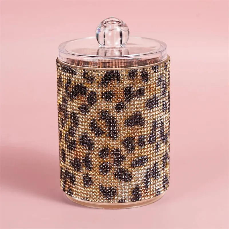 Luxury Diamond Cotton Swabs Storage Case Portable Makeup Cosmetic Organizer Dust-proof Jewelry Storage Container Makeup Tools