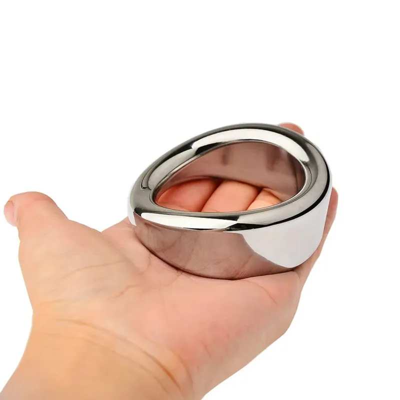 Stainless Steel Testicle Stretcher Heavy Duty Penis Ring Metal Lock Cock Weighted Exercise Scrotum Pendant Male Bondage Sex Toy