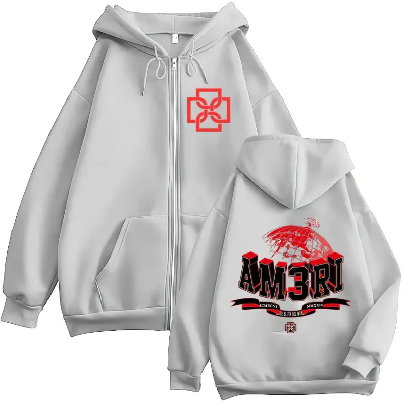 Rapper Duki AM3RI Modo Diablo Zipper Hoodies Men Women Clothing Zip Up Hooded Sweatshirts Fleece Oversized Pullovers Jacket Coat