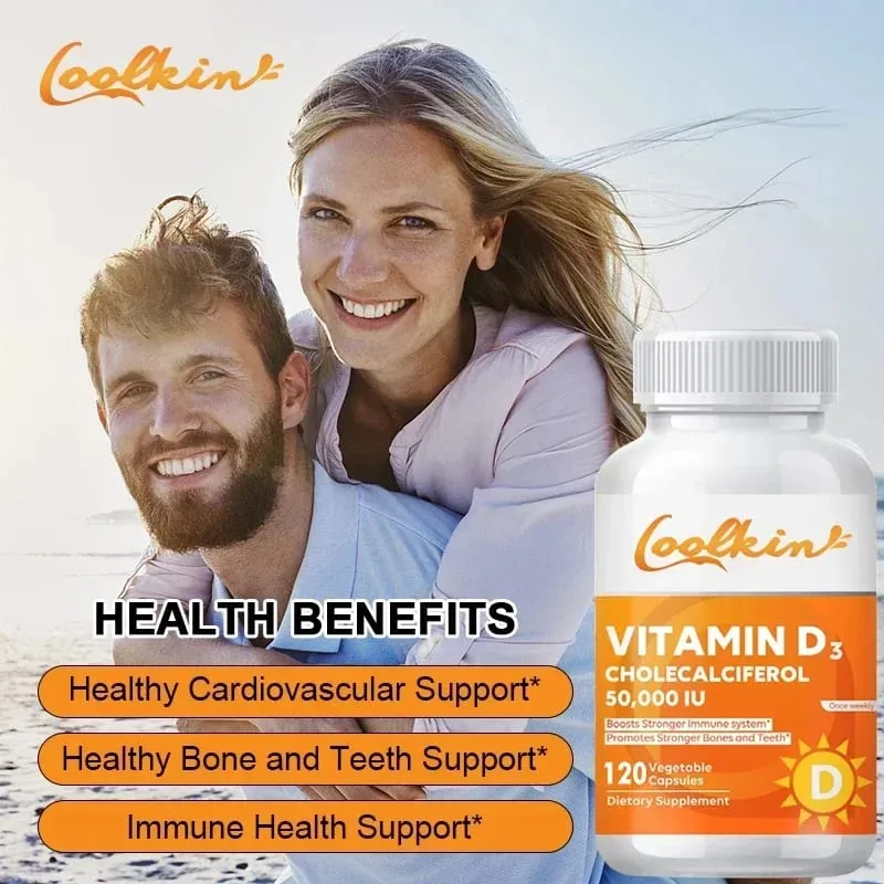 High Potency Vitamin D3 50 000 IU - 120 Vegetarian Capsules - Gluten Free Non-GMO Vitamin D Supplement