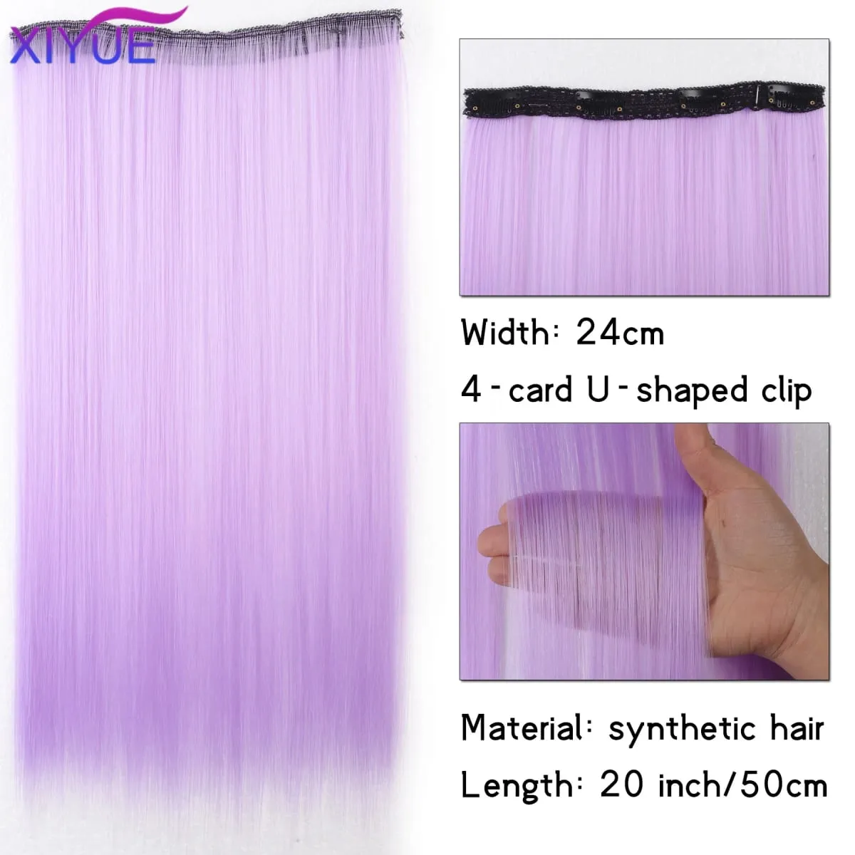 20 Zoll lange synthetische gerade Clip-in-Haarverlängerungen für Frauen – lebendige Farben, synthetische Fasern, einfach zu verwenden