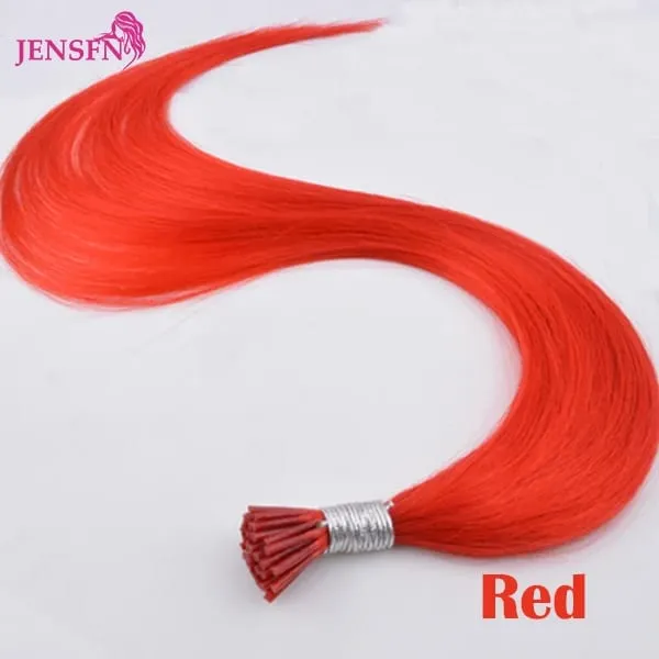 I Tip Color Hair Extensions 0.5g/Strand Remy Fusion 100% Human Hair Keratin Capsule Purple Blue Pink For Women