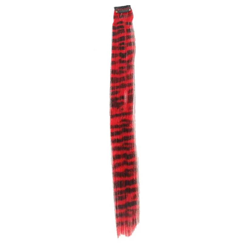 Synthetic Hair Extension 18 Inch Colorful Clip-In Hair Extensions Leopard Print Hairpiece For Women Girls Party Daily Use