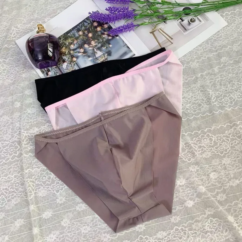 Comfortable Bulge Pouch Men High Cut Transparent Underwear Mesh Panties Underpants Fashion Seamless Lingerie Man